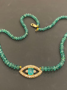 APHRODITE EMERALD BEAD AND EMERALD EYE NECKLACE
