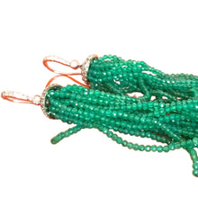 Load image into Gallery viewer, Diamond &amp; Emerald Tassel Earrings