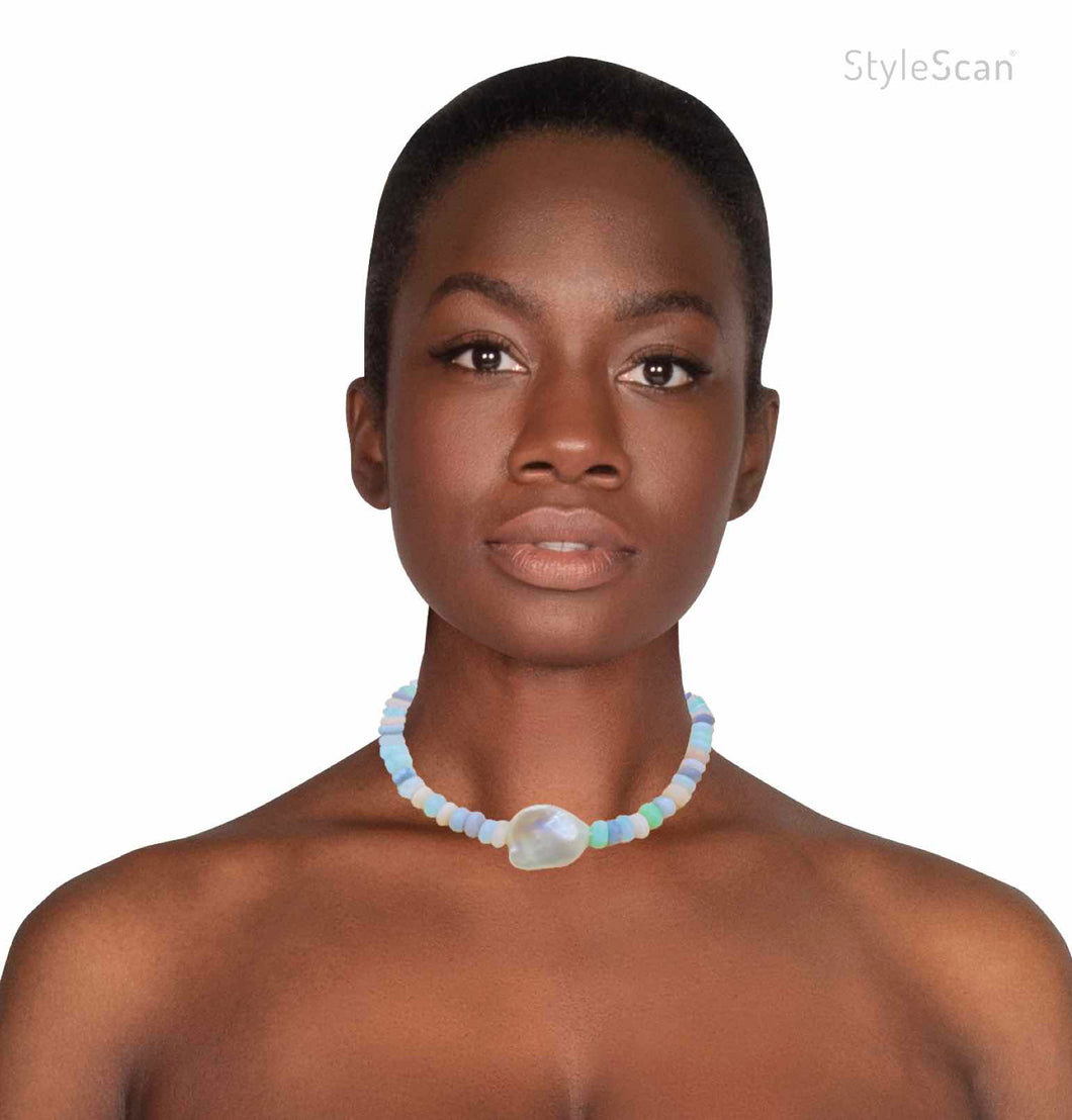 Mixed Opal with Baroque Pearl Necklace
