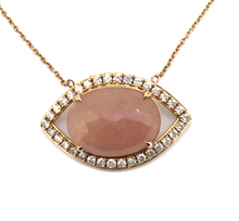 Load image into Gallery viewer, Diamond &amp; Pink Sapphire Evil Eye Necklace